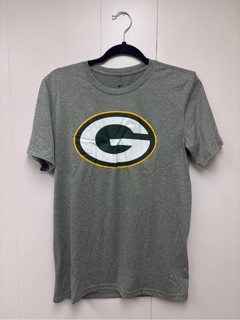 Nike Gray Green Bay Packers Logo Tee with Yellow Trim